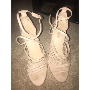 Pale Pink Strappy Wedge Heels